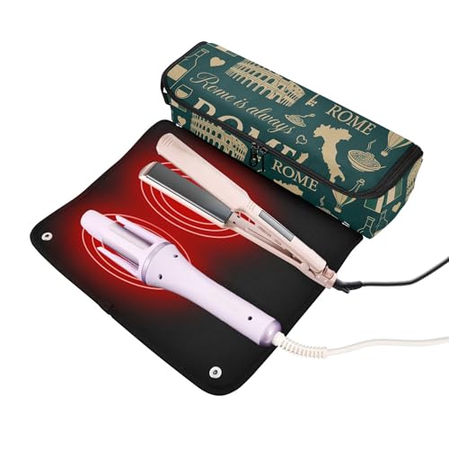 Bolsa de viaje y tapete resistente al calor para herramientas de cabello miniatura 2