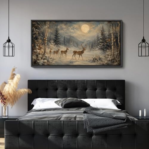 Image of MUDECOR Extra Large Framed Canvas Print Wall Art Deer Art for Living Room