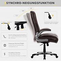 COLAMY Bürostuhl, Bürostuhl Ergonomisch, Großer und hoher Schreibtischstuhl 181 kg, großer, strapazierfähiger Chefsessel mit hoher Rückenlehne und klappbaren Armlehnen für das Homeoffice, Braun – Ansicht 8