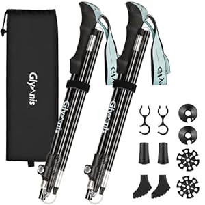 Glymnis Wanderstöcke Trekkingstöcke Walking Stöcke 7075 Aluminium Wanderstock verstellbar 110-130cm und Klemmverschluss mit 4 Paar Gummipuffers für Trekking Wandern (Seeblau)