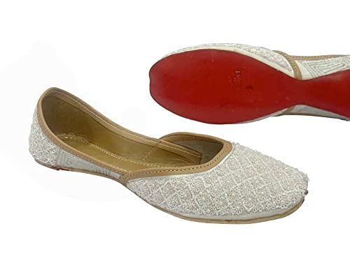 Women's Punjabi Jutti for Ethnic Shoes Cream Gold Wedding Shoes Mojari Traditional Indian Jooti Sandles Handmade Juti4