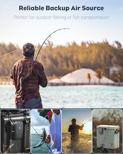 Image of Pawfly Outdoor Live Bait Aerator 40 GPH Battery Air Pump for 30 Gallon Bait Bucket Portable Battery Powered Oxygen Pump for Fishing, Battery Not Included (Air Stone & Airline Tubing Inside Pump Body)