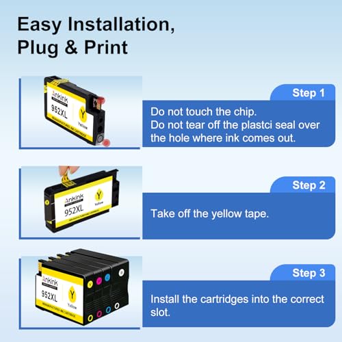 952xl Ink Cartridges Black Color Combo 4-Pack Compatible for HP 952 XL Work with Officejet Pro 8710 7740 Printers 8720 8702 8210 7720 8715 8730 8740 8216 8725 8700 8200 7730 8743 Cyan Magenta Yellow - Thumbnail 4