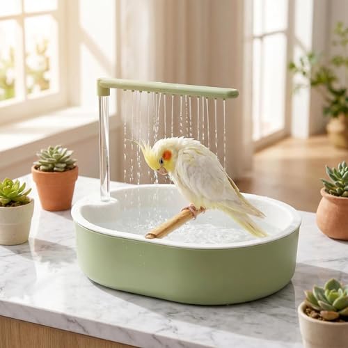 Baño para pájaros a prueba de salpicaduras con ducha automática USB 8
