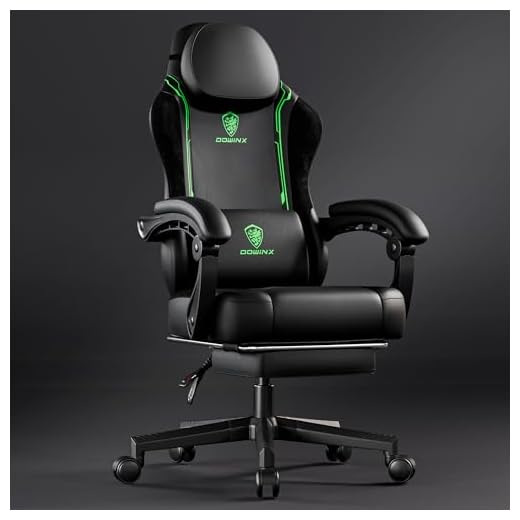 Dowinx Silla de gaming Racing Gamer, silla ergonómica para gaming con soporte lumbar, silla de gaming, de piel sintética, respaldo ancho de 150 kg, verde