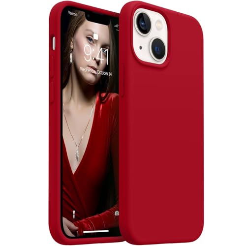 AOTESIER Magnetic for iPhone 13 Mini Case, [Compatible with MagSafe][Military Shockproof Protection] Silicone Case with Soft Microfiber Lining, Camera & Screen Protection 5.4 inch, Deep Red
