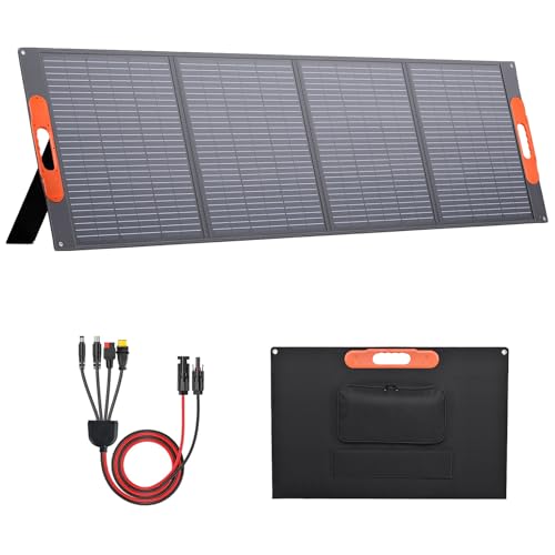 200W Foldable Solar Panel, Monocrystalline Solar Panel, Waterproof ETFE Surfaces (IP67), 24% Conversion Rate, Includes 4-in-1 MC4s Adapter Cable, Ideal for Powers Stations, RVs, Hiking, Camping