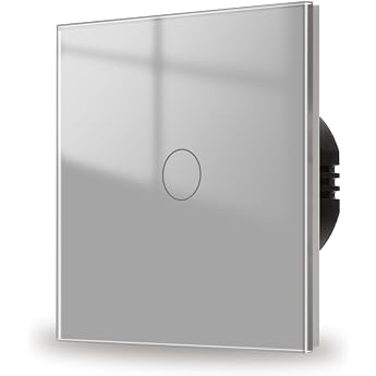 JIMEIDA Touch Light Switch Single 1-Way with Grey Flush-Mounted Glass Panel and Status LED Wall Switch AC 240 V 500 W 86 mm No Neutral Conductor Required