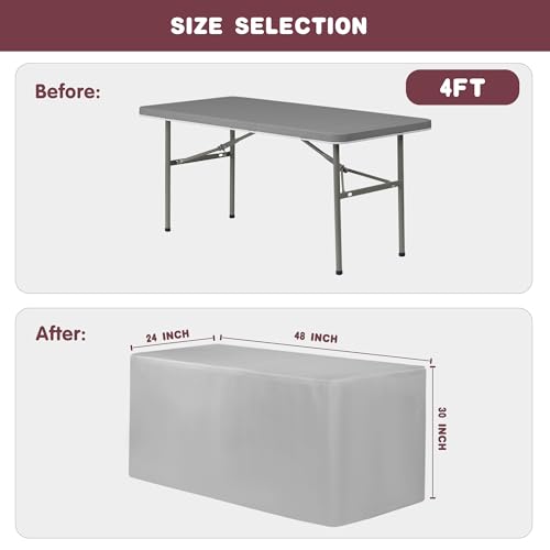 HolidayIdeas 2 Pack Fitted Tableclothes - 48 x 24 Inch - Rectangle Tablecloths for 4 Foot Tables, Versatile Fabric Table Covers for Parties, Holiday Dinner, Trade Show (White)