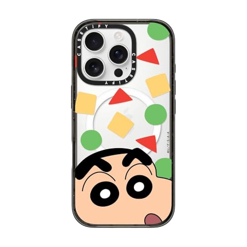 CASETiFY MagSafe �Ή��C���p�N�g iPhone 16 Pro �P�[�X [MIL�K�i���� (4x MIL-STD-810G) / 2.5m����̗����������N���A / Crayon Shin-chan Co-lab] - �N���A �u���b�N - 