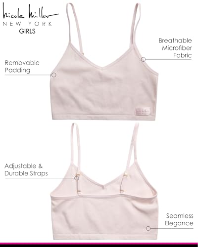 Nicole Miller Girls Training Bra -3 Pack/6 Pack Seamless Padded Bralette Underwear for Girls with Removable Pads (S-XL)2