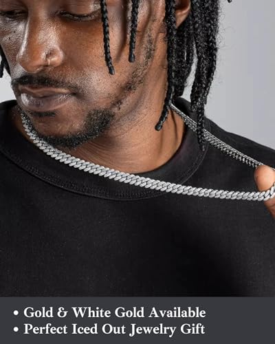 LuxeFlex Prong Cuban Link Chain for Men and Women, 14K Gold/White Gold Plated, 5A Zircon Iced Out Cuban Link Necklace, Diamond CZ Rapper Miami Hip Hop Jewelry2