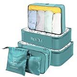  Organizador de maletas, 7 unidades, bolsas de ropa, bolsas de zapatos, organizador de viaje para ropa, zapatos, ropa interior, cosméticos (azul cielo)