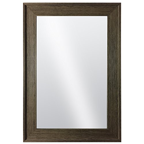 Hanging Framed Wall Mounted Mirror By Raphael Rozen: Classic, Elegant Rectangular, Distressed Wood Finish Brushed Olive Colored Frame Perfect For Bathrooms And Interior Living Spaces #TOP11