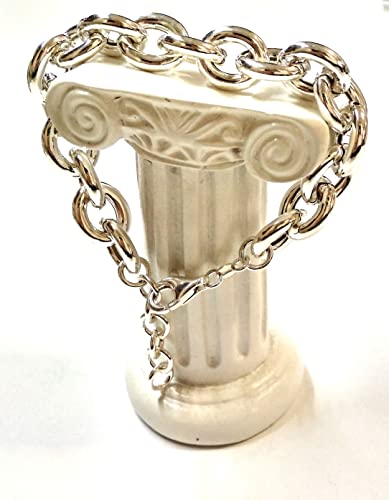 Real 925 Sterling Silver 13X15Mm Very Large Links, 3.5Mm Thick Hollow Rolo Cable Oval Chain Bracelet. Women, Men, Unisex. Adjustable With One Inch Extender. (7" 18Cm) #TOP3