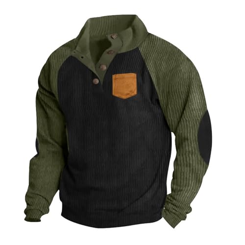 Mens Sweatshirt Casual Button Down Vintage Long Sleeve Pullover Loose Fit Clothes Fall Fashion Outfit Trendy 2025