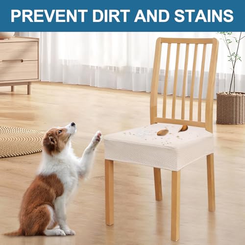 image for Smiry Waterproof Seat Covers for Dining Room Chairs Set of 4, Stretch 