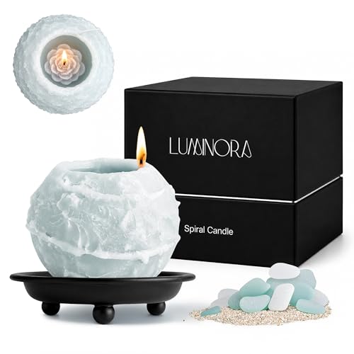 Spiral Scented Candle with Hollow Round Design Blue Ocean Scented
