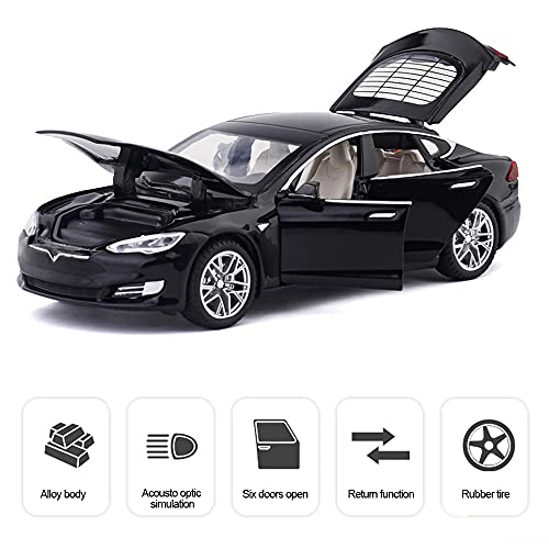 Diecast Car Model S 1/32 Scale Alloy Model S Toy Car Pull Back Car Vehicles Toy With Lights And Sound Mini Collectible Model S Play Toy For 3 + Years Old Toddlers Kids Gift #TOP1