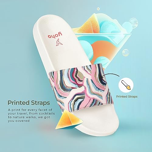 Image of YOHO Tropica Printed Comfortable Women Slides | Stylish Rainy Footwear & Waterproof Monsoon Sandals | Soft Inner Lining On Strap