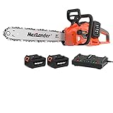 MAXLANDER 40V Cordless Brushless Chainsaw 16 Inch Electric Battery Powered with 4.0Ah Lithium Battery and Charger Quiet Auto-oiling Tool-less Tensioning