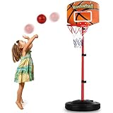 PHASFBJ Kinderbasketballständer, kostenlose Geschenkbasketballs und Pumps,tragbare Indoor-Fitnessgeräte für Kinder, geeignet für Kinder über 3 Jahre