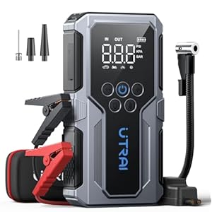 Car Jump Starter with Air Compressor, UTRAI 4000A 150PSI Car Jump Starter 12V Car Jumper Starter Portable Car Starter with LED Lights Jumper Cable, Storage Case (8.5L Gas/6.5L Diesel)