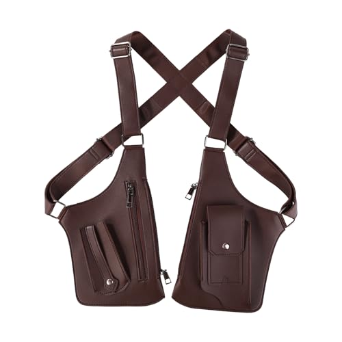 Underarm Shoulder Bag for Men,Premium Leather Double Armpit Bag with Adjustable Strap Anti Theft Pickpocke (Coffee Brown)