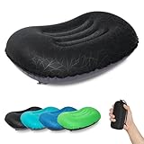 ATEPA Inflatable Camping Pillow, Ultralight Waterproof Travel Pillow with Ergonomic Support & Leak-Proof Air Valve, Compact Portable Pillow for Hiking Backpacking Tent Airplane Beach, Black