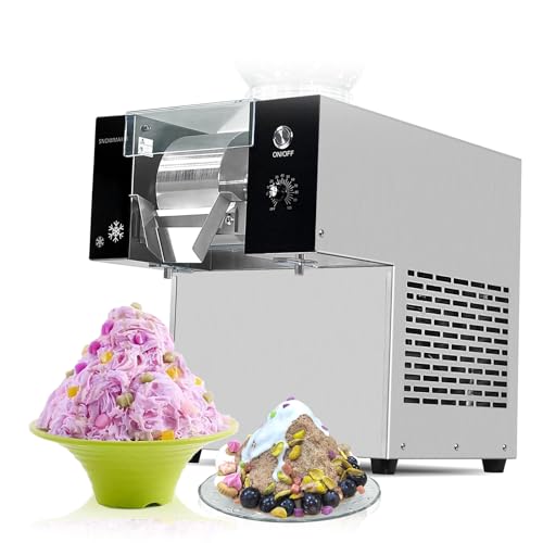 Kolice Home/Commercial Snow Cone Shaver 374 lbs(170kg)/Day Snowflake Ice Machine, Air Cooling for Desserts Shops, Food Truck, Street Food, Restaurant, Milktea Shops, etc