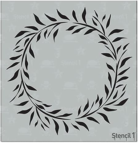 Stencil1 Eucalyptus Wreath Stencil - Simple Rustic Nature Garden Gift Small Outdoor Great for Winter Holidays & Christmas Decoration - 5.75" x 6"