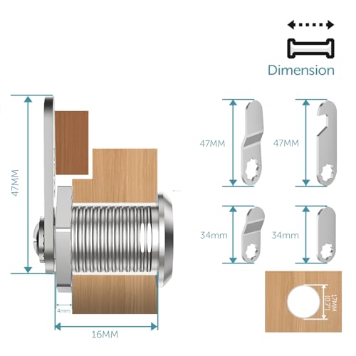 shinfly Briefkastenschloss 16mm, briefkasten schloß mit 5 Verschiedene, 4 Schlüssel, Schloss fur briefkasten, postkasten, Drawer, Schranktüren