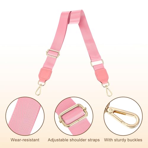 Image of uxcell Wide Shoulder Strap, 3.8cm Adjustable Purse Strap Replacement Crossbody Strap for Shoulder Bag Handbag, Pink, Gold Square Mouth Buckle