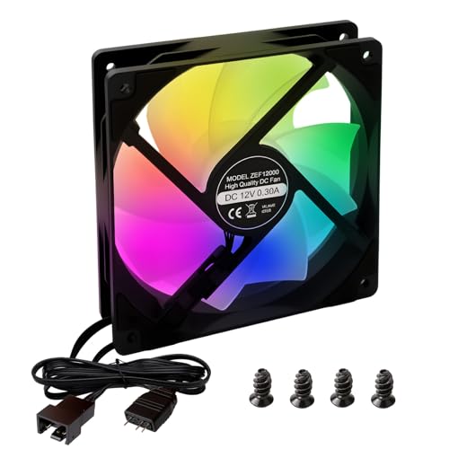 CPU Fan 120mm ARGB Case Cooler Fan, 4pin PWM Silencioso Ventilador de Ordenador, Fanáticos Hasta 1600RPM Ventilador, 12 V CC, para Carcasa, PC, Refrigeración Líquida y CPU