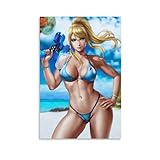 Samus Aran Anime Character Photography Illustration Poster Beautiful Girl Art Aesthetic Poster Corridor Wall Decoration Canvas Bedroom Bedside Office Room Poster (4) Canvas Poster Bedroom Decor Offic