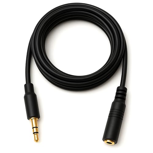 OPAX51 Cable Alargador de Audio 3.5mm, Macho a Hembra, 1,25 Metros, Compatible con Auriculares, Micrófono, Altavoz, Consolas, Negro 51CH0104