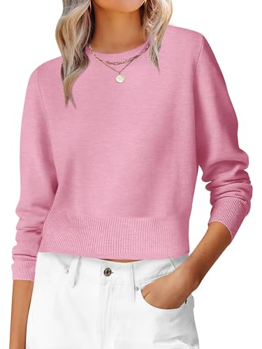 ANRABESS Women’s Long Sleeve Cropped Crew Neck Lightweight Fall Sweaters