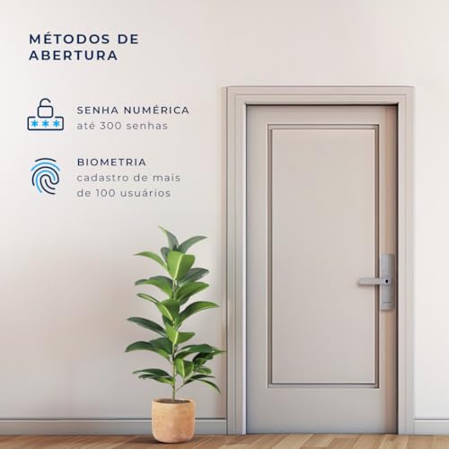 Fechadura Digital de Embutir com Biometria, Elsys, ESF-DE2000B, Prata - Abertura via Biometria e Sen