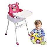 Hochstuhl,Lightakai 4-in-1 Babyhochstuhl Höhenverstellbar Babyhochsitz Kombihochstuhl Niedlich Babyhochsitz Klappbar mit Sicherheitsgurt und Abnehmbares Tablett Kinder Sitz bis 15 kg (Rosa)