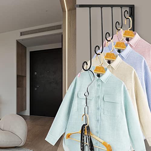 Livabber Clothing Rack Wall Mounted, Heavy Duty Metal Garment Rack For Hanging Clothes With 5 Hanging Rings, Rustic Wall Clothes Organizer For Bedroom Retail, 3 Pack (Black) #TOP6