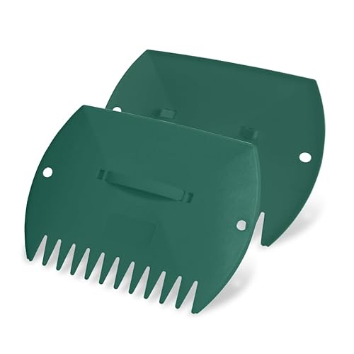 GardenHOME Colheres de folhas de jardim e pátio, ancinhos de mão de grandes dimensões, vários usos para folhas, resíduos de relva e 1 par (verde