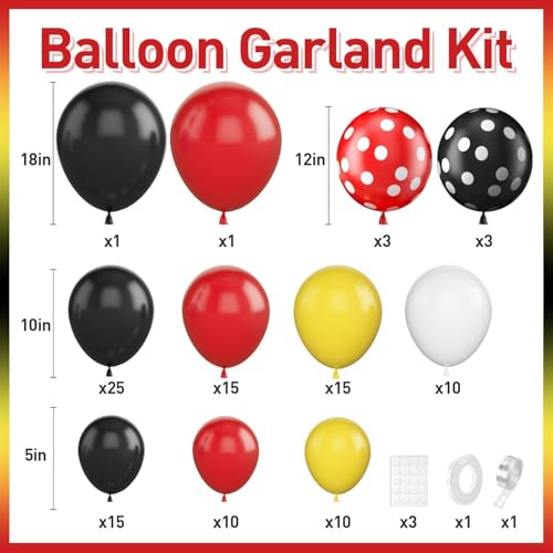 Black Yellow Red Balloon Garland Arch Kit,BTZO Balloons Arch With Red Black Dots Balloons for Birthday Party Baby Shower Decorations — view 2