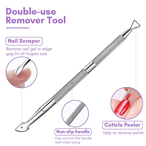 Makartt Gel Nail Polish Remover Clips Kit,With Double Ended Metal Cuticle Pusher,20 Pcs Plastic Resuable Finger And Toe Nail Clips For Removal Acrylic Nail Art Gel Polish Soak Off Cap Clip #TOP3