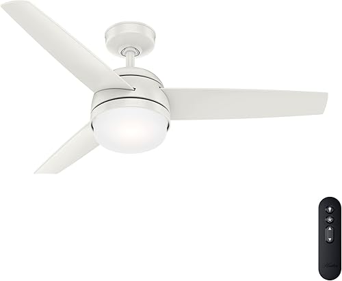 Hunter Ventilador de techo contemporáneo blanco fresco de 48 pulgadas con kit de luz y control remoto (renovado)