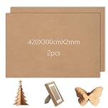 MDF Board 2mm, 42x30cm A3 Hardboard Sheets, Medium Density Unfinished Wood Fiberboard for Home Decoration, Arts, DIY Crafts Projects, Modelling, Painting and Engraving, Wooden Ornaments, 2 Pack