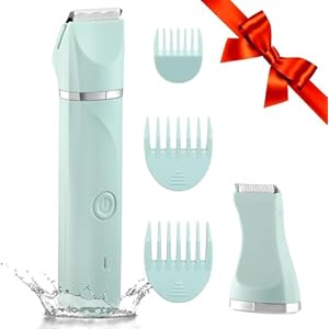 Waterproof Bikini Trimmer Women Electric Razor for Pubic Hair Women’s Foil Shaver Rechargeable Shaver Removal with Snap-in Ceramic Blades IP7X Washable Head,Wet and Dry Use,Green