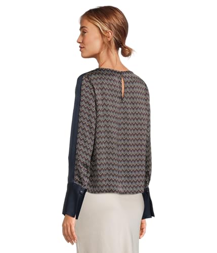 Vince Camuto Women's Crew Neck Extended Shoulder Long Sleeve Blouse with Wide Cuff3