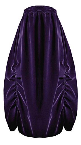 Cykxtees Victorian Valentine Steampunk Gothic Civil War Velvet Bustle Skirt (Purple)