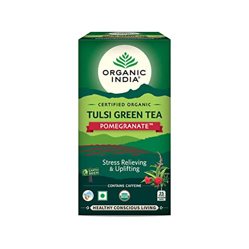 Organic India Tulsi Green Tea, Pomegranate, 25 Tea Bags