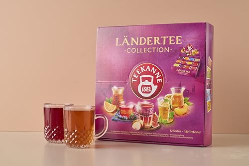 TEEKANNE Ländertee Collection Box 180 Teebeutel (387g) – 12 Sorten Weltreise Tee Set – Früchtetee, Kräutertee, Grüner Tee & Chai – Geschenkbox Tee, Geschenkbox für Teeliebhaber, Vielfalt, Probierpaket